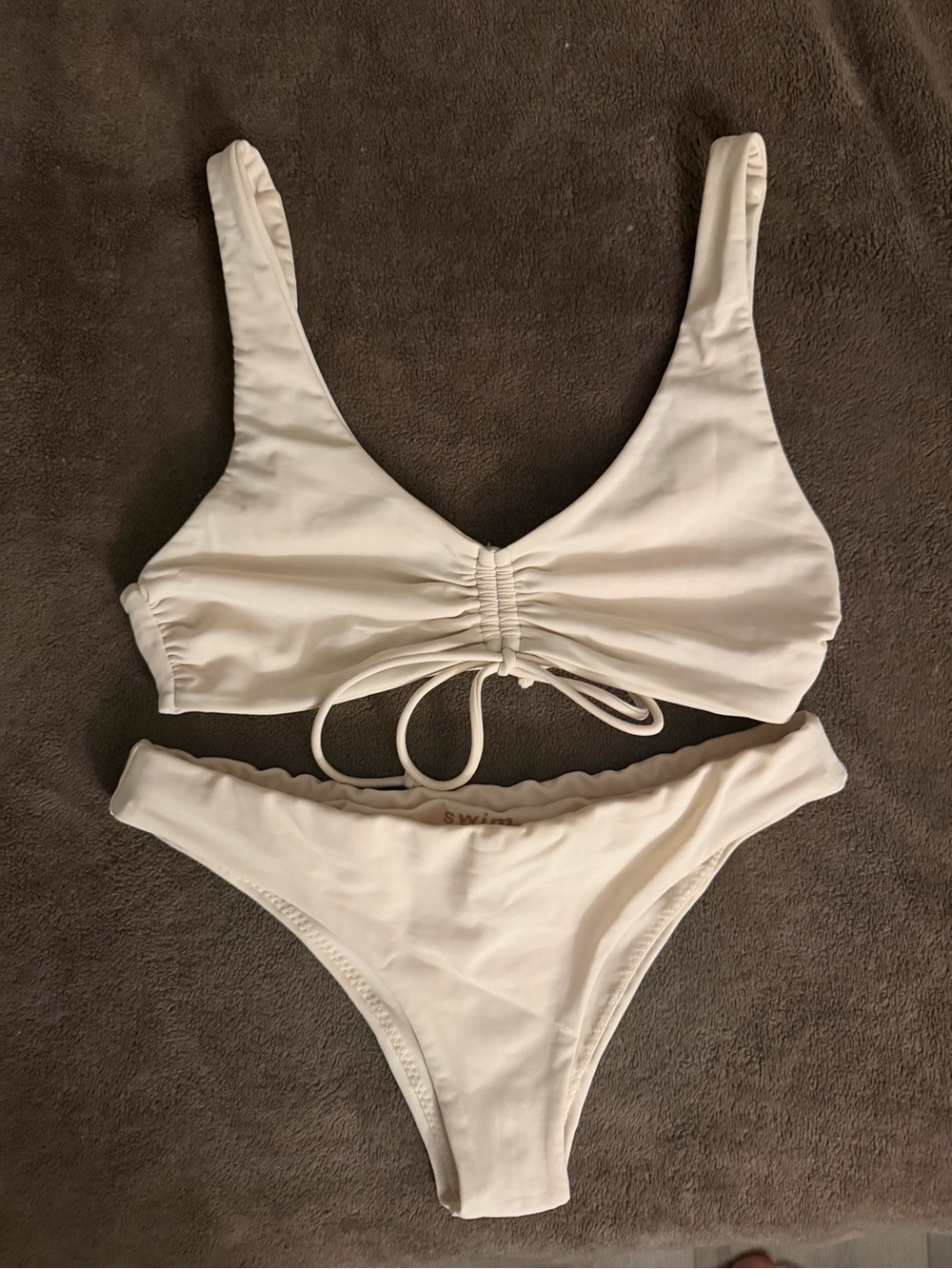 Swim By Seven Cream Ruched Front Bikini Set
